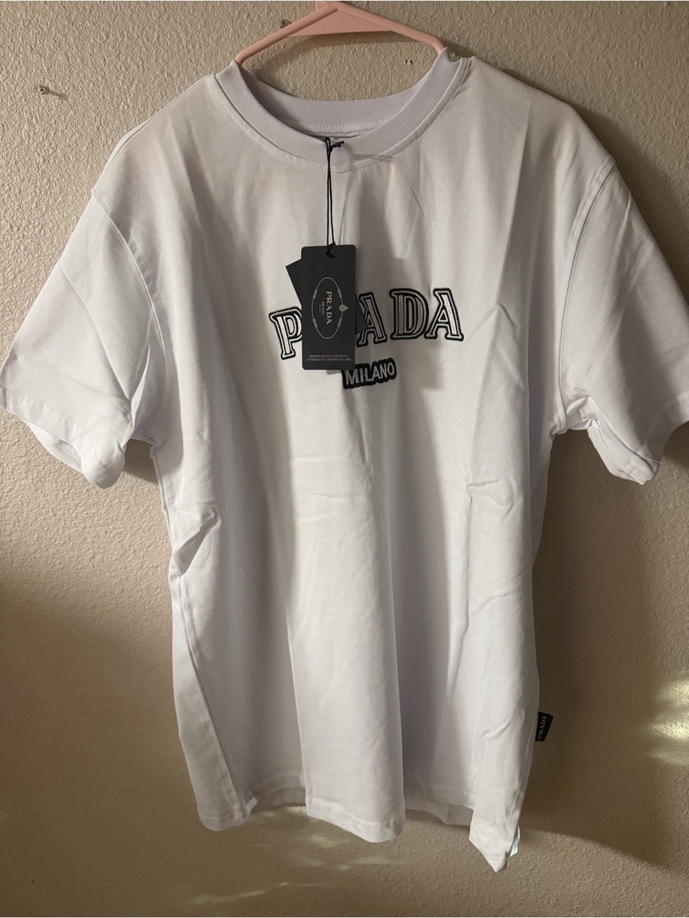 Prada White Short Sleeve Logo Tee
